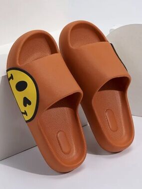 Orange Smiley Slide Sandals